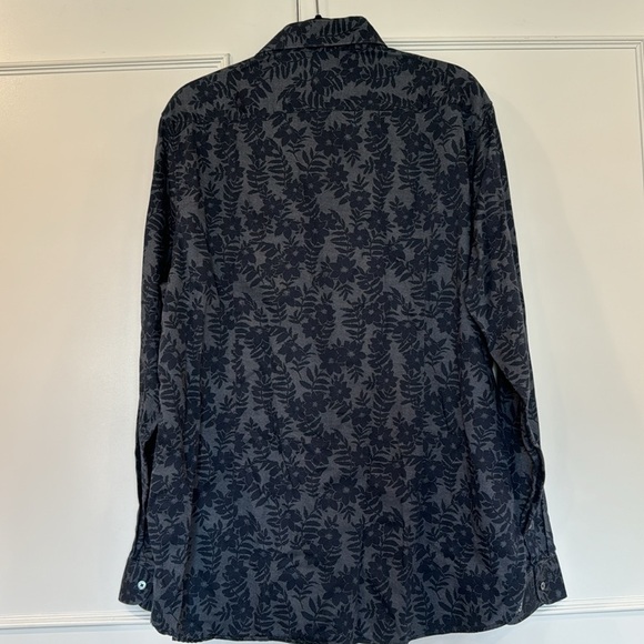 Ted Baker Twoaces Navy Floral Cotton Button Down Shirt Size 46 - Picture 7 of 15